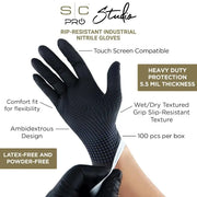 StyleCraft Studio Nitrile Latex Free Gloves Black  - 100 ct