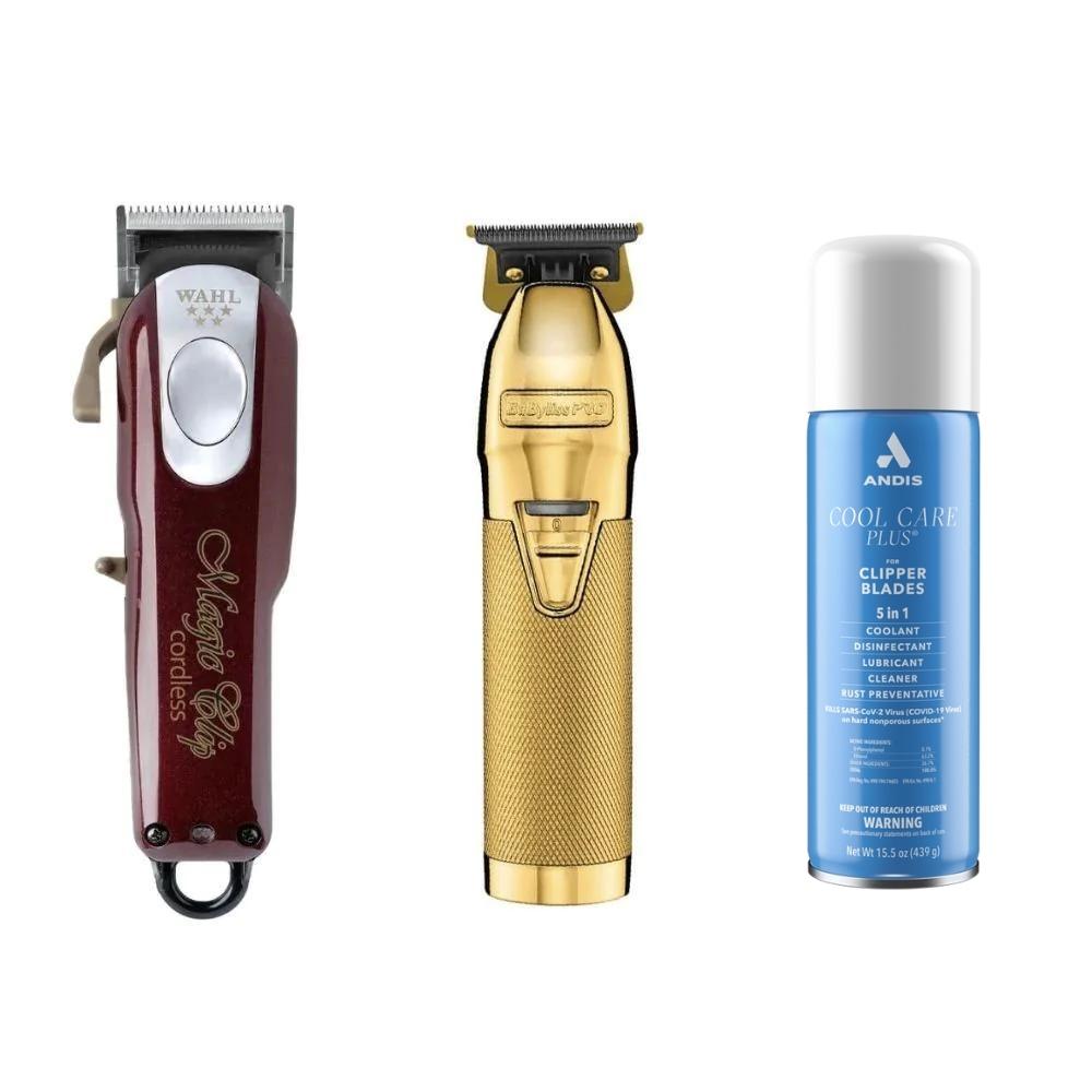 Wahl Magic Clip Cordless & BaBylissPRO GoldFX Trimmer with Andis Cool  BIS1003