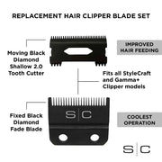 Stylecraft Black Diamond Fade Blade with Shallow Tooth 2.0 Cutter