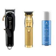 Gray Wahl Cordless Senior Clipper & BaBylissPRO GoldFX Trimmer with Andis Cool Care