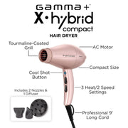 Gamma X-Hybrid Compact Hair Dryer - Rose Gold