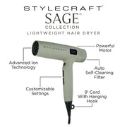 White Smoke Stylecraft Sage Lightweight Hair Dryer