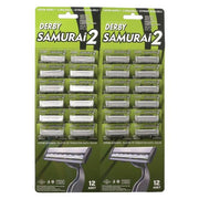 Dark Olive Green Derby Samurai 2 Twin Blade, Disposable Razor, 48 Count