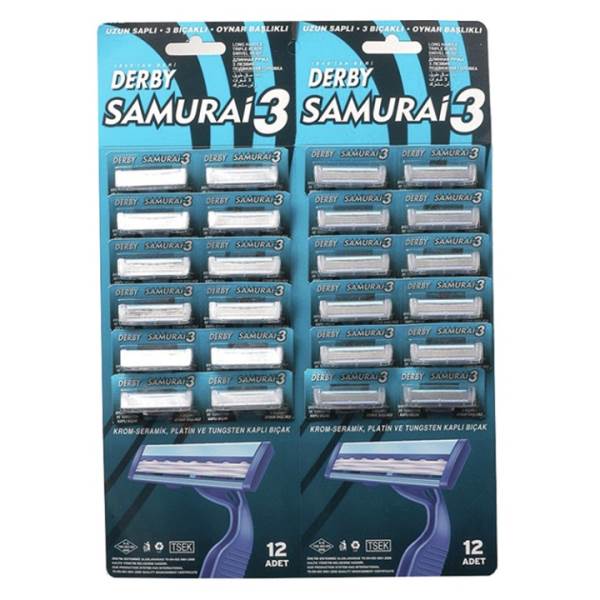 Derby Samurai 3 Triple Blade, Disposable Razor, 48 Count D109