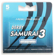 Medium Turquoise Derby Samurai 3 Triple Blade Cartridge, 5 Count