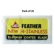 Light Gray Feather Hi-Stainless Double Edge Blades, 200 Count