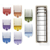 Light Gray Wahl 8 Color Coded Cutting Guide Comb Set with Organizer