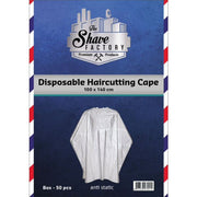 Gray The Shave Factory Disposable Salon/Barber Cape Transparent 50 ct