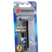 Light Slate Gray Dorco Double Edge Safety Razor with 2 Blades