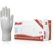 Light Gray Beybi Latex Examination Gloves Powder-Free, 100 Ct