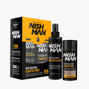 White Smoke Nishman Hair Building Keratin Fiber & Locking Mist Set - Light Brown