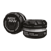 Black Nishman Coloring Hair Styling Wax C3 - Dark Black 3.4 oz