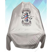 Light Gray The Shave Factory Barber Cape with Pole - Hook Closure