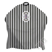 Black The Shave Factory Barber Cape with Pole & Lines - Hook Closure