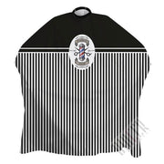 Black The Shave Factory Barber Cape with Pole & Lines - Hook Closure