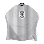 Light Gray The Shave Factory Barber Cape with Pole & Lines - Hook Closure