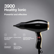 Light Slate Gray Elchim 3900 Healthy Ionic Hair Dryer - Black & Gold