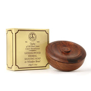 Saddle Brown Taylor of Old Bond Street Sandalwood Shaving Soap in Wooden Bowl 3.5 oz