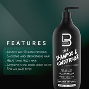 Dark Slate Gray L3VEL3 2-in-1 Hair Shampoo & Conditioner 33.8 oz