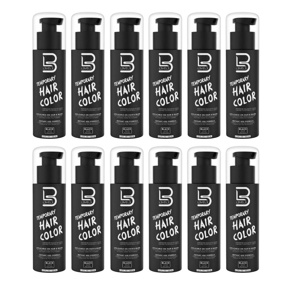 L3VEL3 Hair Color - Black Dye 4.2 oz for Hair & Beard - Multipack  BLACK-100ML-6P