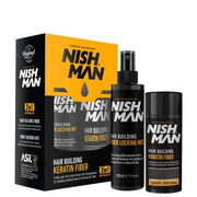 Sandy Brown Nishman Hair Building Keratin Fiber & Locking Mist Set - Dark Brown